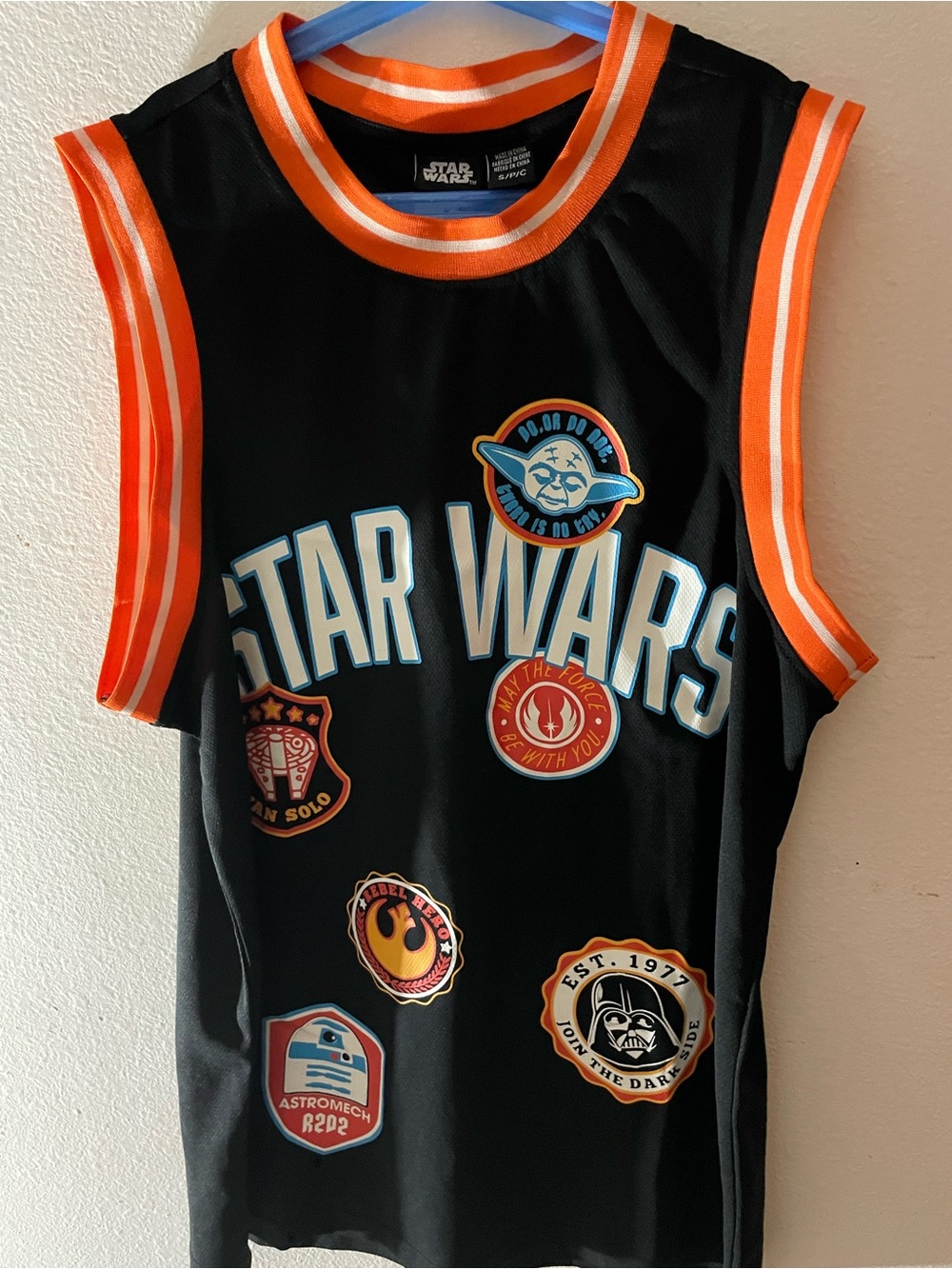 Star Wars Black Jersey with Orange Trim and Multicolor Patches